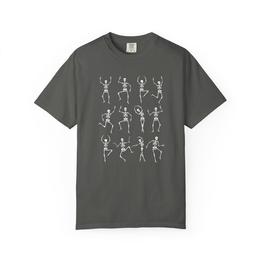 WHITE DANCING SKELETONS TEE